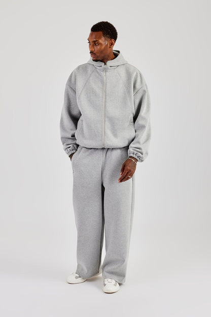 Zip Hooded Panelled Scuba Jacket & Baggy Fit Trouser - Grey - Kick Game
