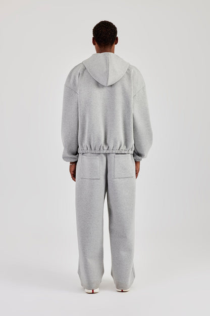 Zip Hooded Panelled Scuba Jacket & Baggy Fit Trouser - Grey - Kick Game