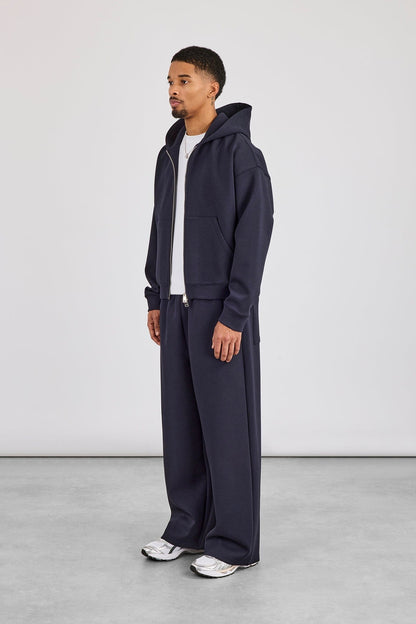 Scuba Zip Through Boxy Hoodie & Baggy Fit Trouser - Navy - Kick Game