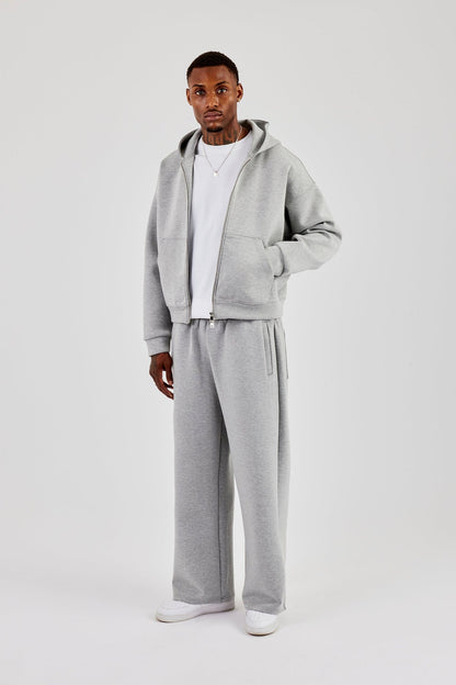 Scuba Zip Through Boxy Hoodie & Baggy Fit Trouser - Grey - Kick Game