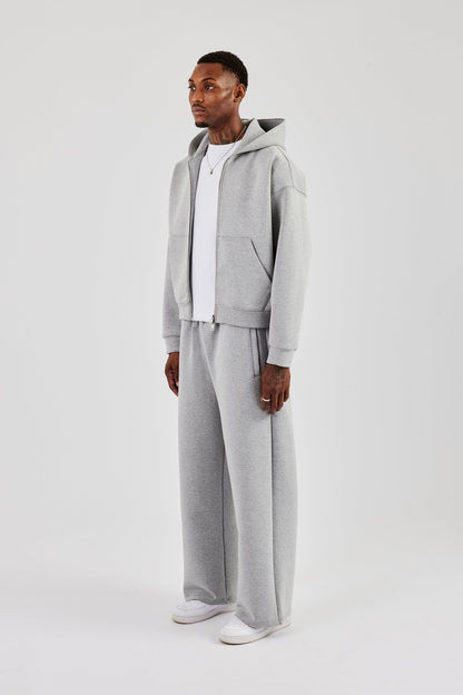 Scuba Zip Through Boxy Hoodie & Baggy Fit Trouser - Grey - Kick Game