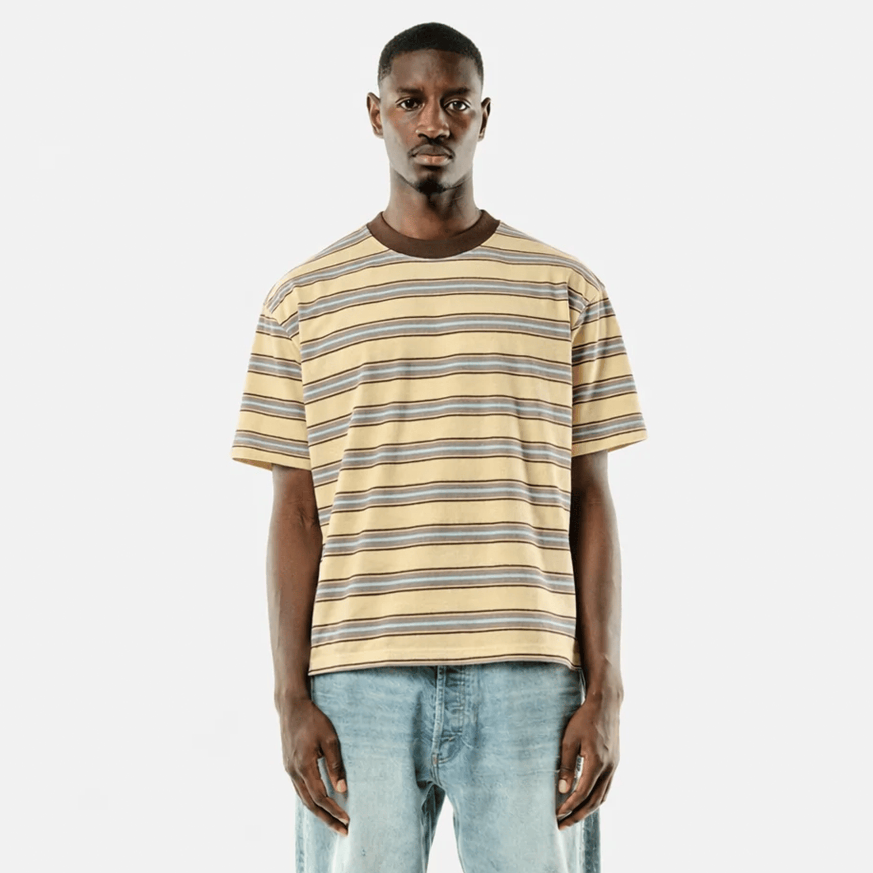 Summit Stripe Short Sleeve T-Shirt 'Yellow' - Kick Game