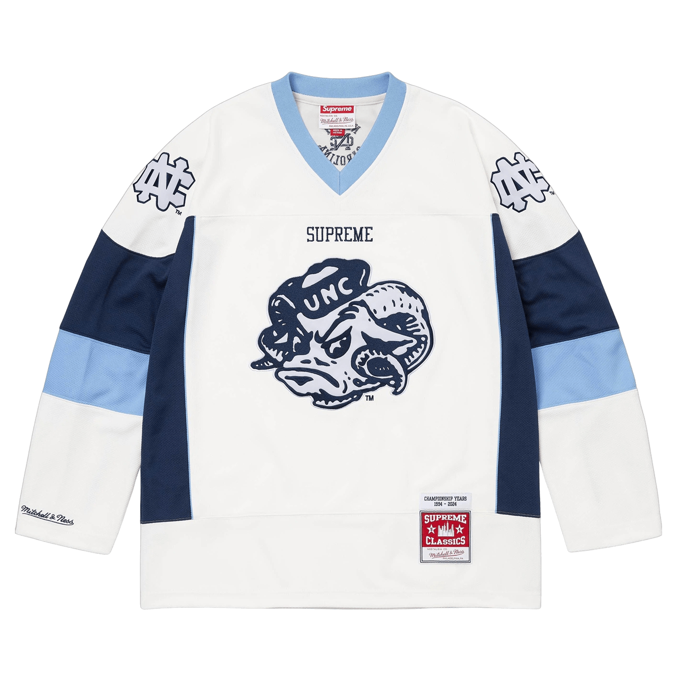 Supreme x Mitchell & Ness NCAA Hockey Jersey 'White' - Kick Game