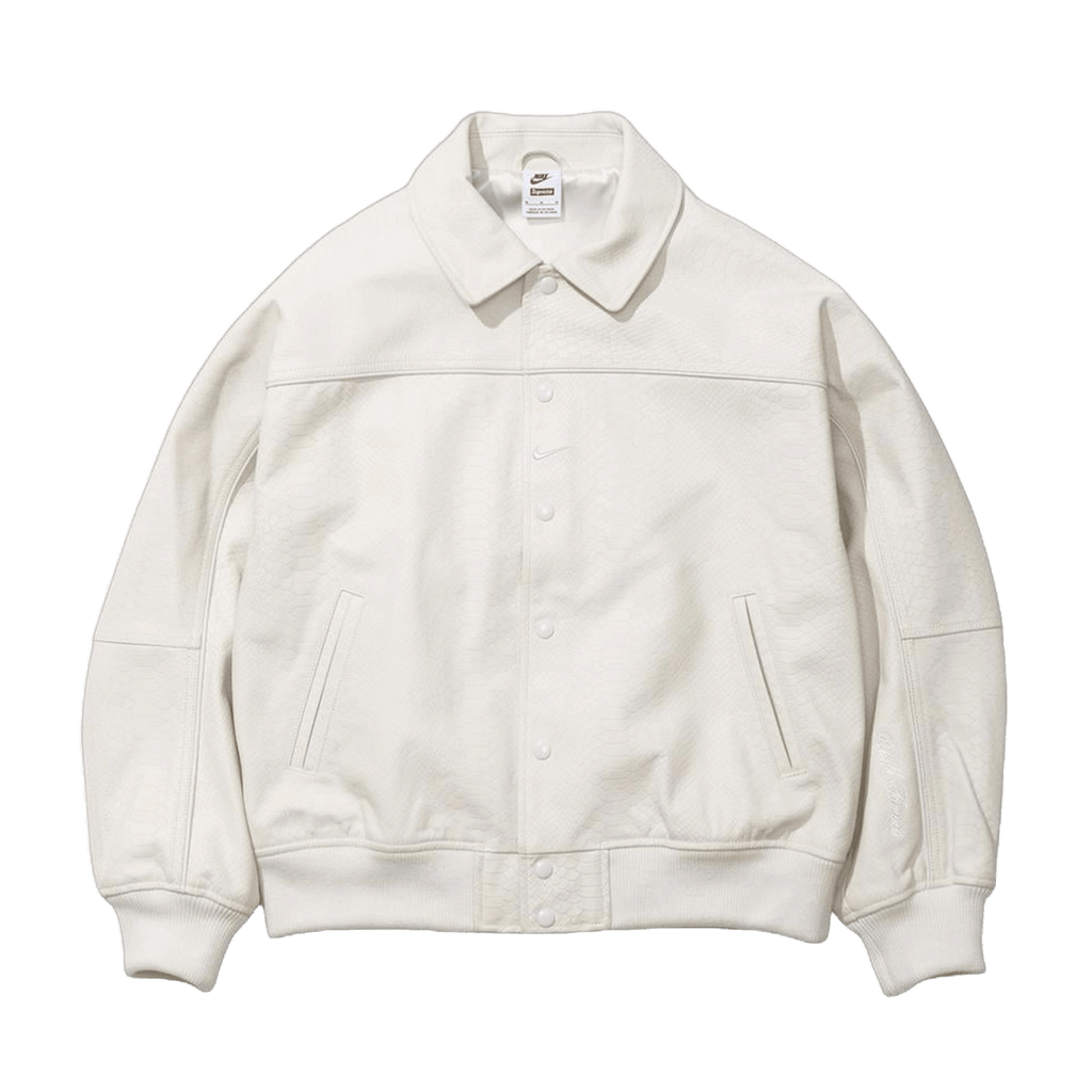 Supreme x Nike Leather Varsity Jacket 'White' - Kick Game