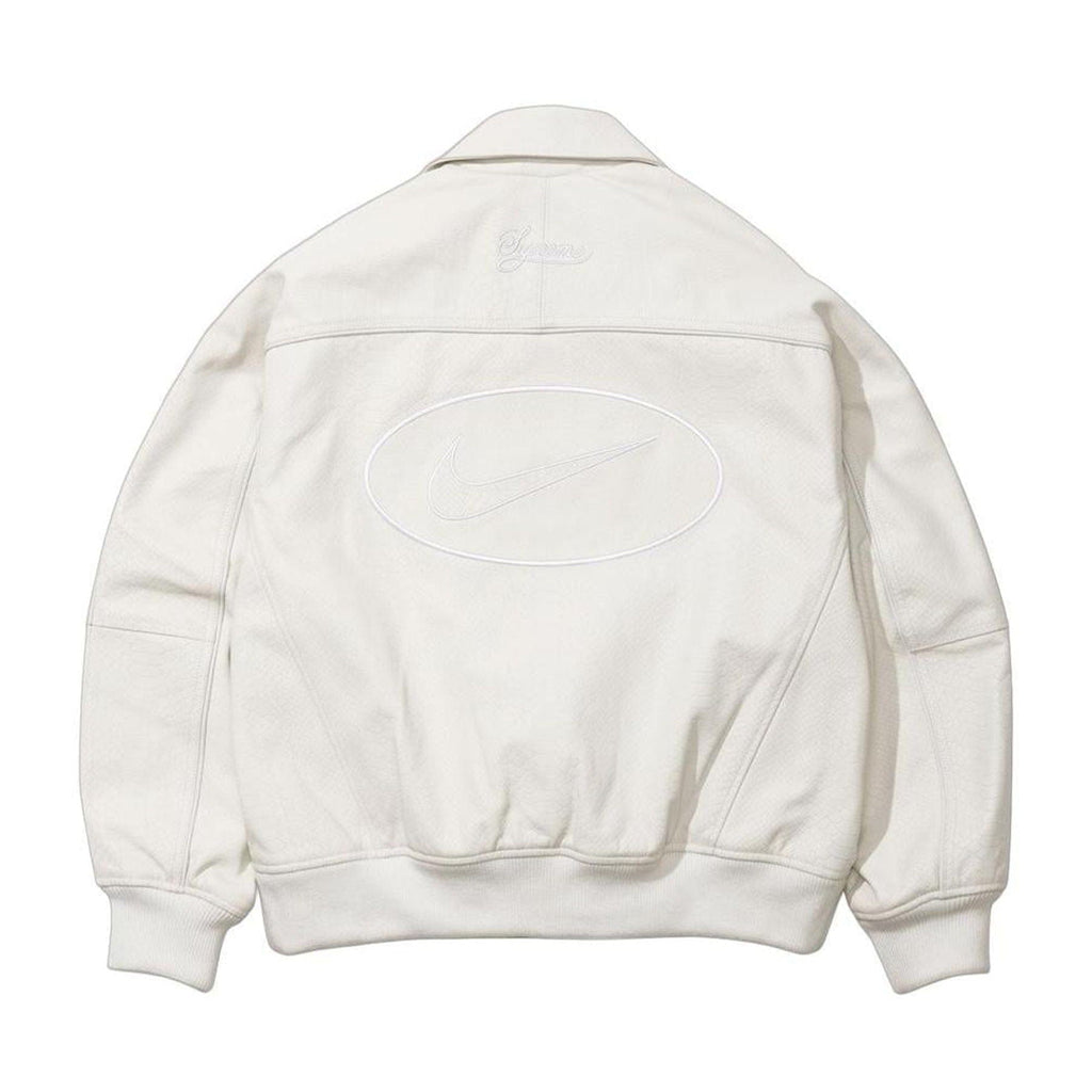 Supreme x Nike Leather Varsity Jacket 'White' - Kick Game