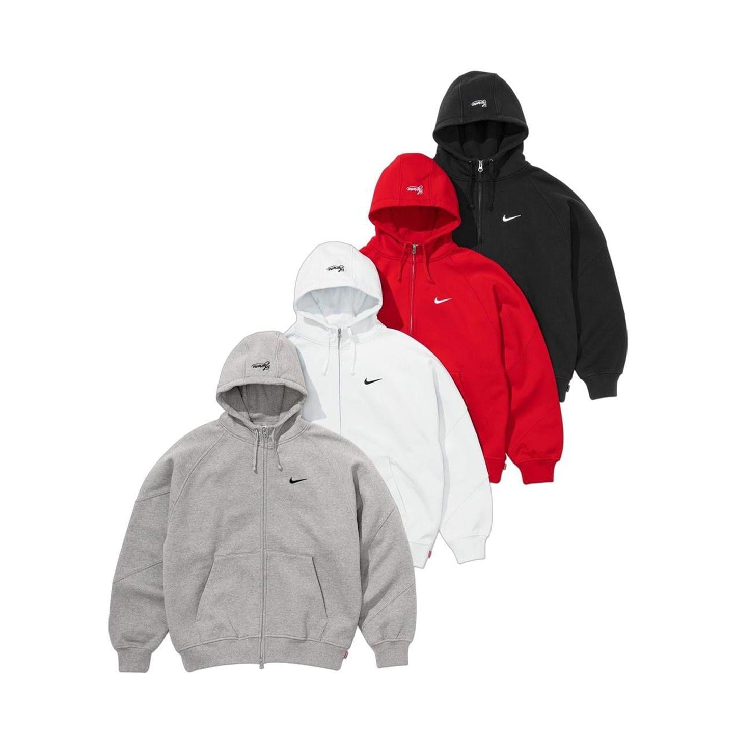 Supreme x Nike Zip-Up Hooded Sweatshirt 'Grey' - Kick Game
