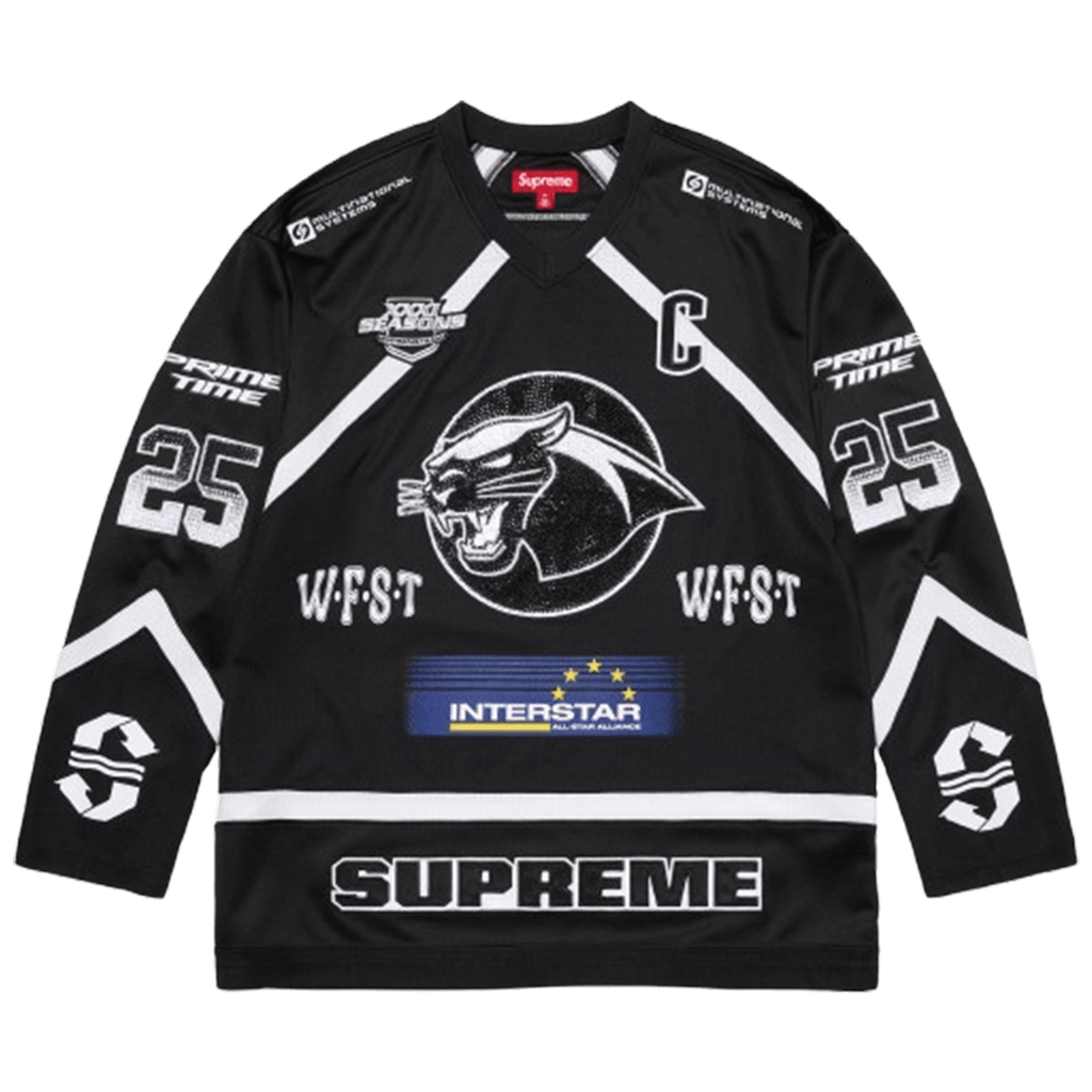 Supreme Rhinestone Hockey Jersey 'Black' — Kick Game