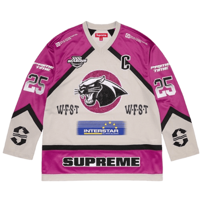 Supreme Rhinestone Hockey Jersey 'Light Grey' - Kick Game