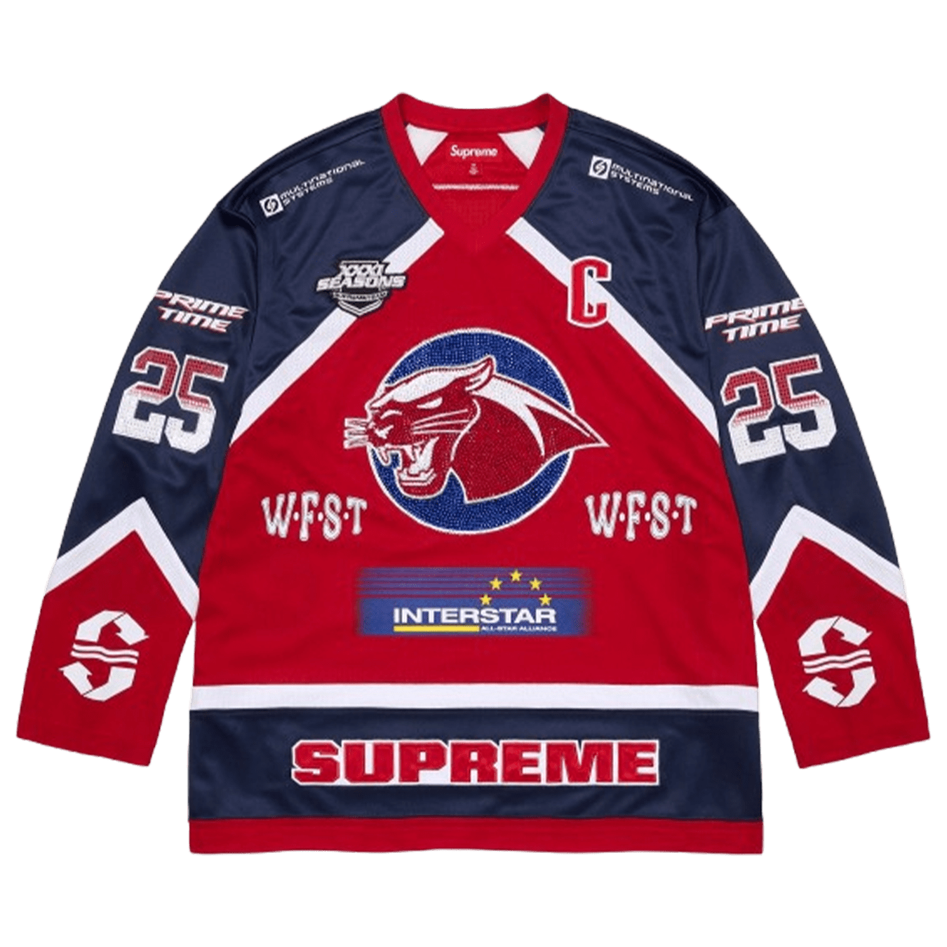Supreme Rhinestone Hockey Jersey 'Red' - Kick Game