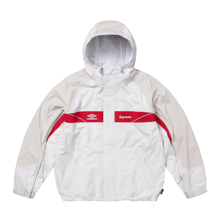 Supreme × Umbro Hooded Anorak White XL Supreme Umbro Hooded Anorak White/Tan Size Large Soccer
