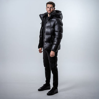 Helvetica Mountain Pioneers Silver 2 Hooded Down Jacket - Kick Game