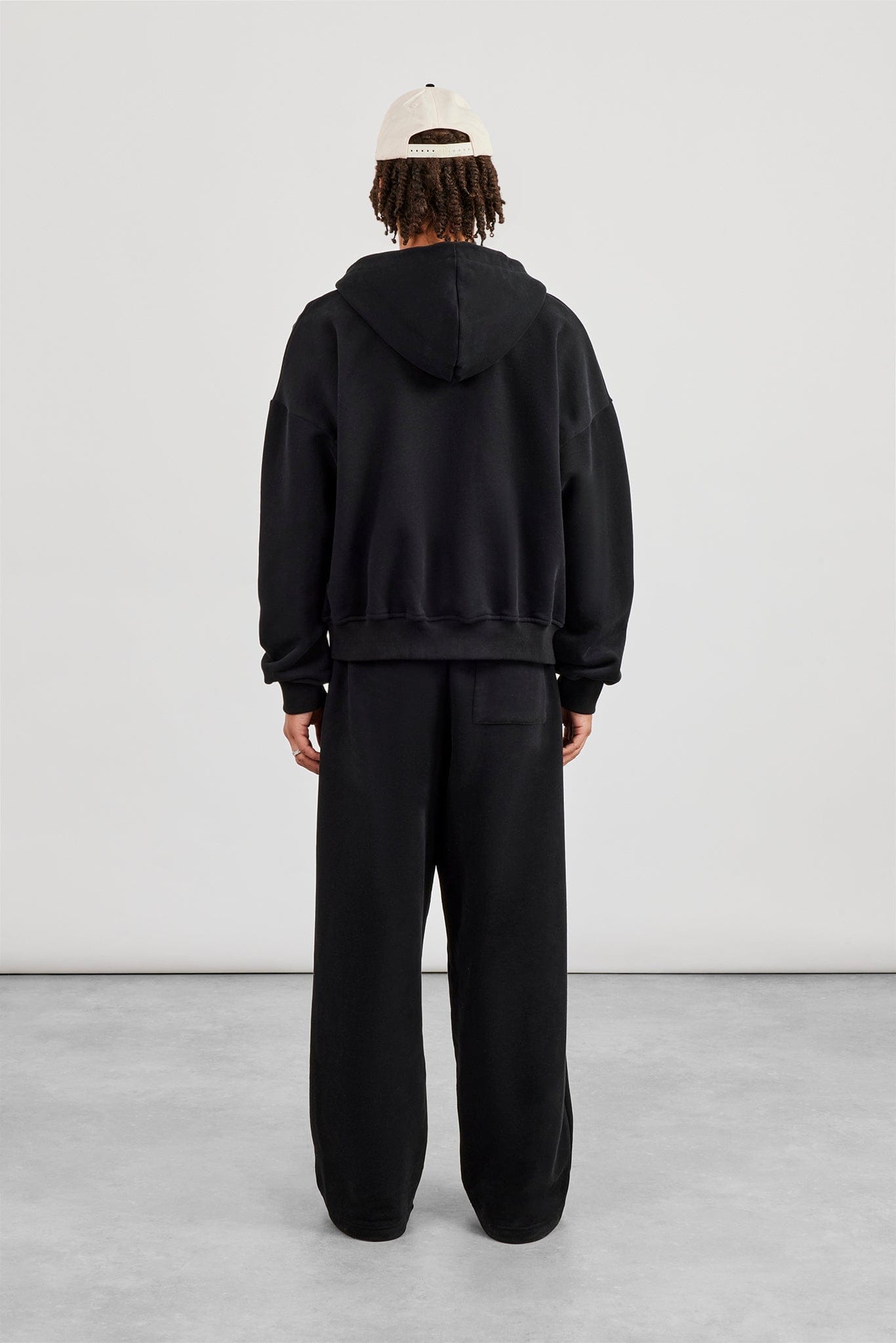 Zip Through Boxy Hoodie & Baggy Fit Jogger - Black - Kick Game