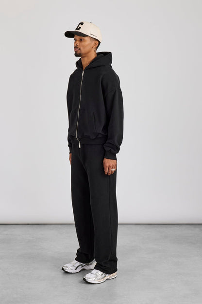 Cernucci Zip Through Boxy Hoodie & Relaxed Jogger - Black - Kick Game