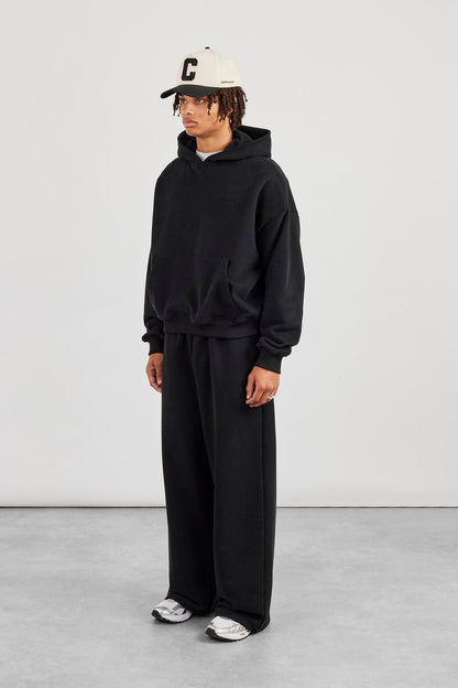 Boxy Hoodie & Baggy Fit Jogger - Black - Kick Game