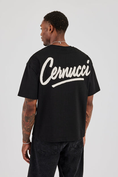 Cernucci Script Back Print T-Shirt - Black - Kick Game