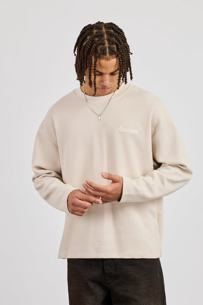 Waffle Long Sleeve T-Shirt - Stone - Kick Game