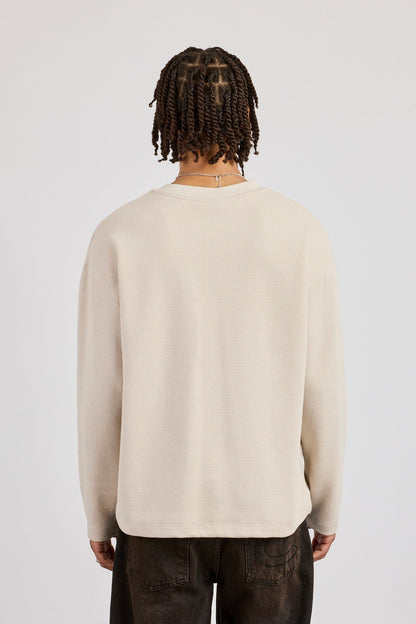 Waffle Long Sleeve T-Shirt - Stone - Kick Game