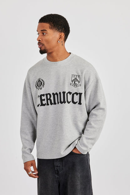 Long Sleeve Waffle Print T-Shirt - Grey - Kick Game