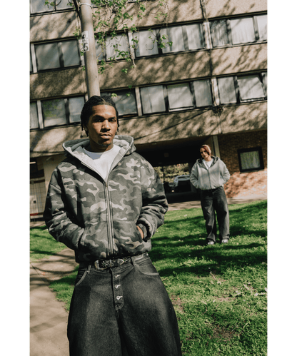 KAIZEN MARKET CAMO/GREY REVERSIBLE ZIP HOODIE - Kick Game