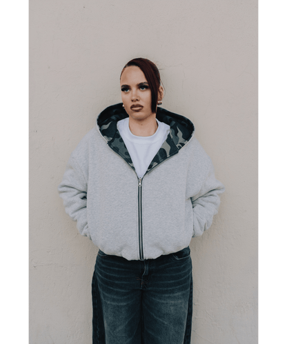 KAIZEN MARKET CAMO/GREY REVERSIBLE ZIP HOODIE - Kick Game