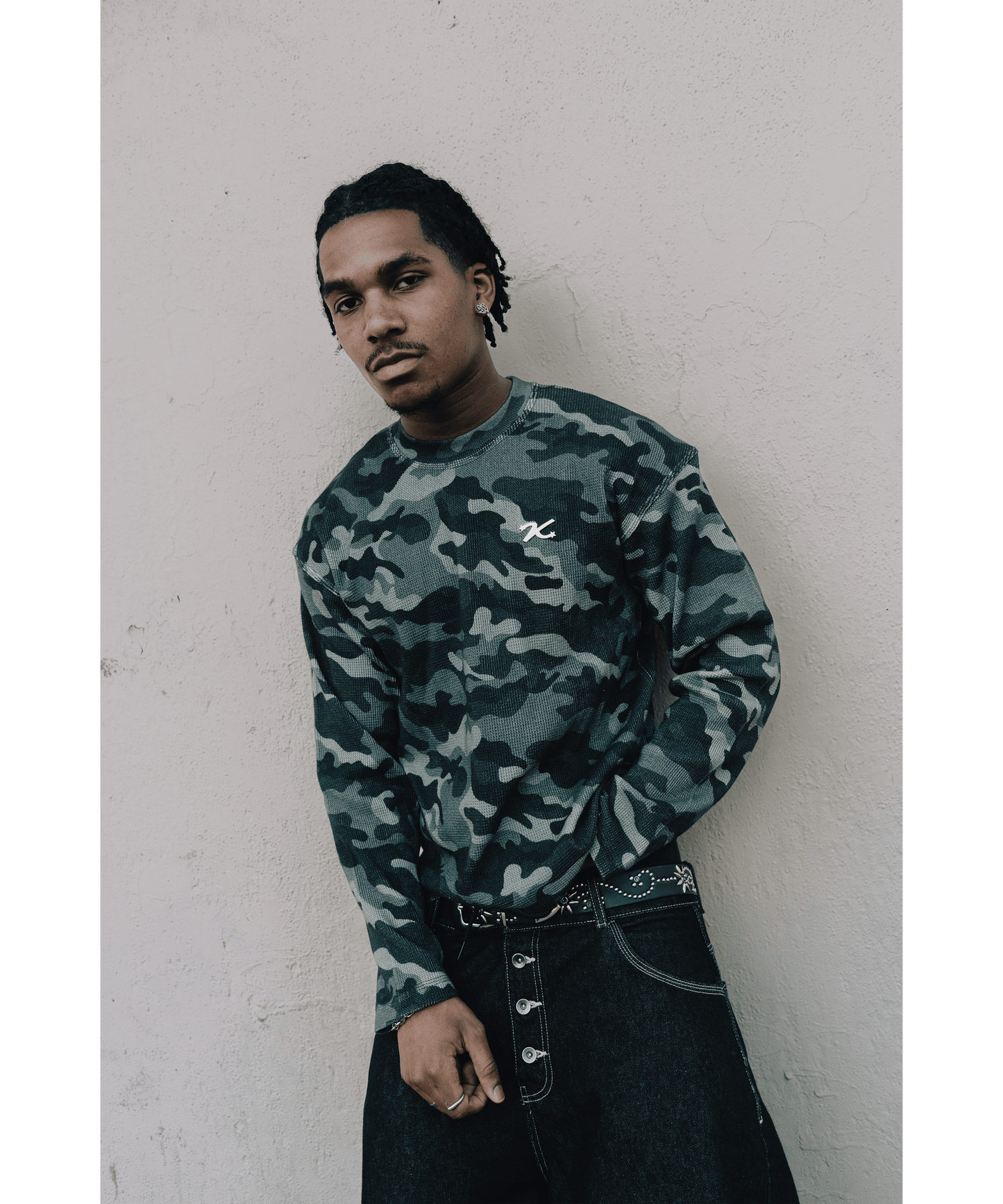 KAIZEN MARKET CAMO WAFFLE LONGSLEEVE - Kick Game