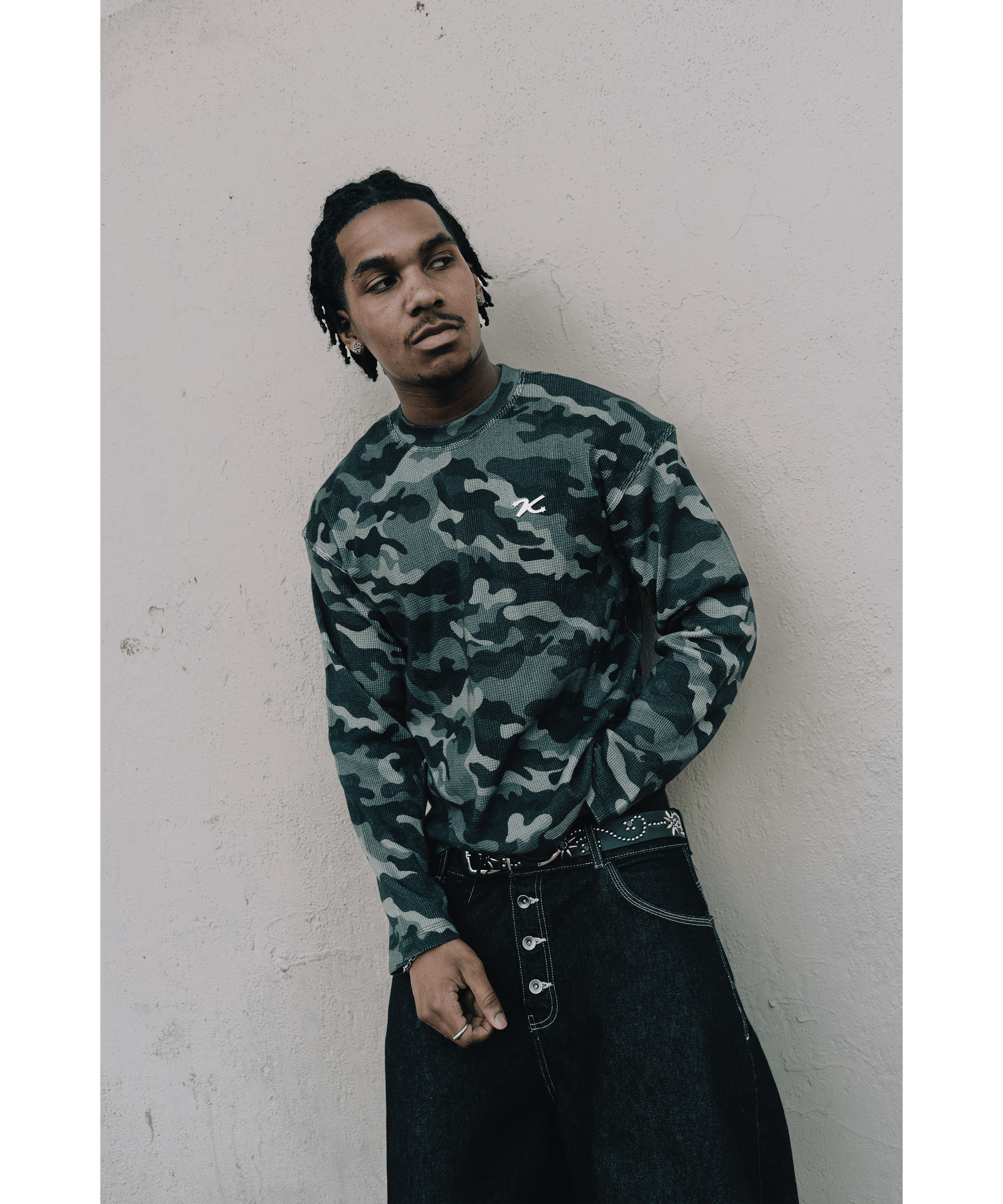 KAIZEN MARKET CAMO WAFFLE LONGSLEEVE - Kick Game