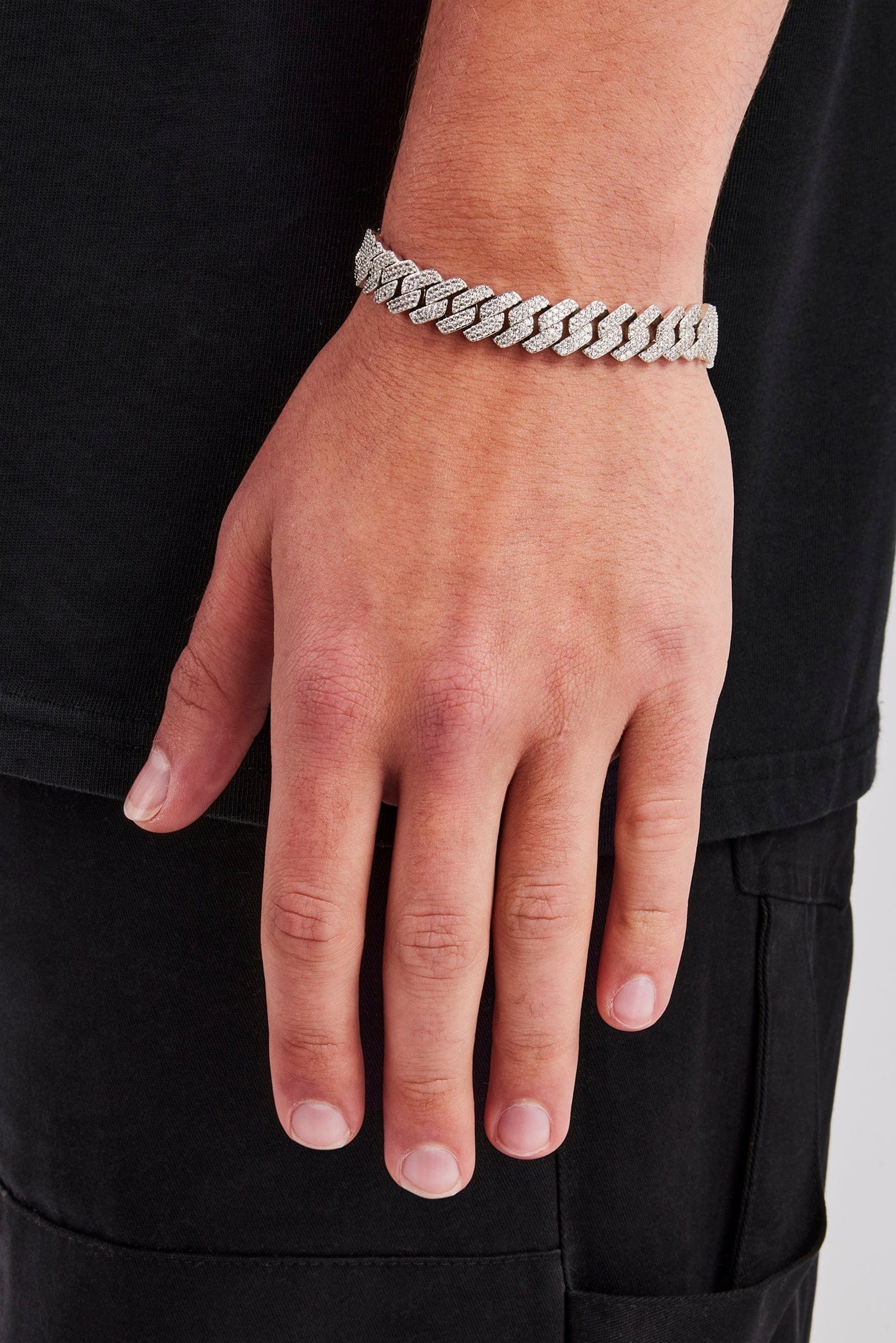 Iced Prong Cuban Bracelet - 10mm - White - Kick Game