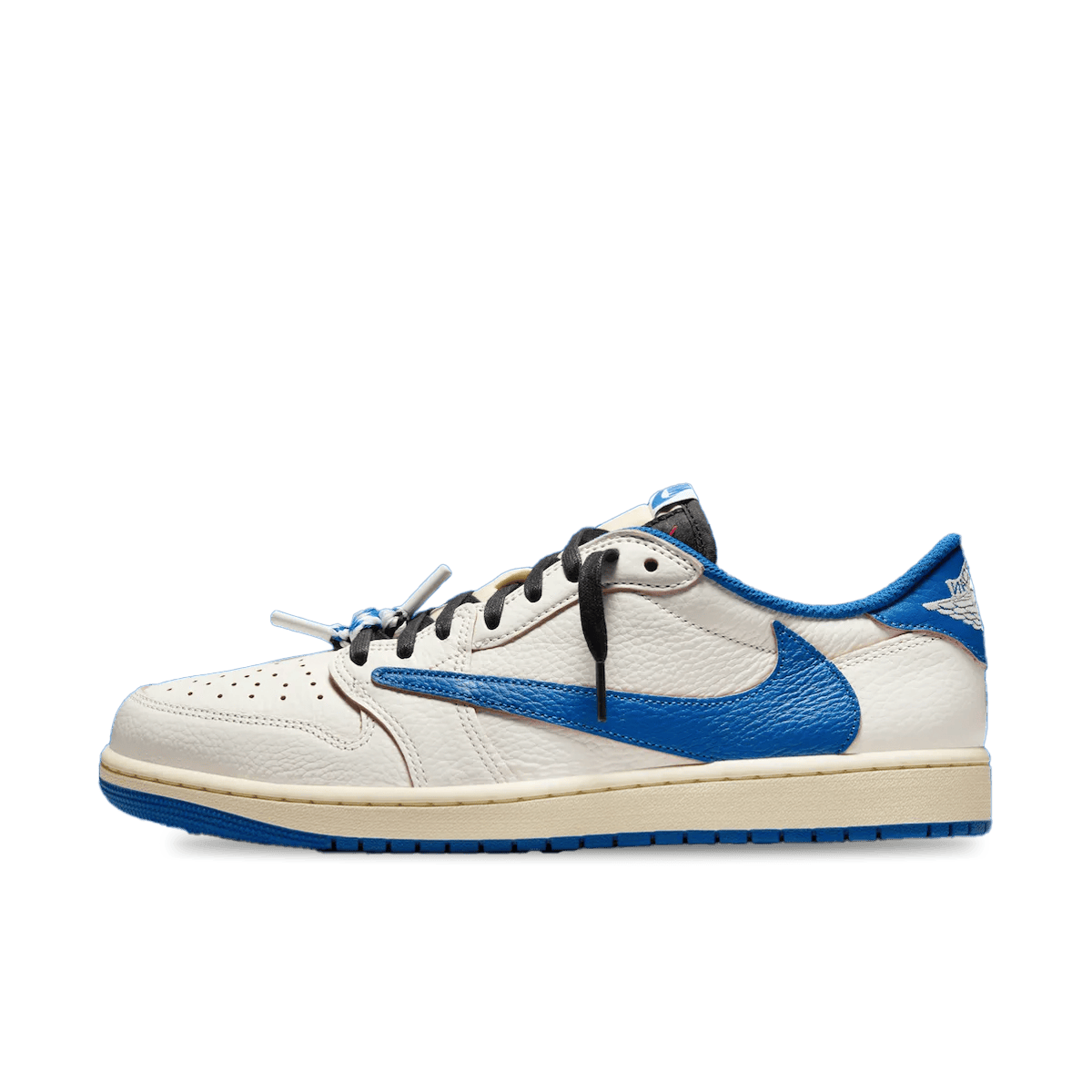 Fragment Design X Travis Scott X Air Jordan 1 Retro Low OG SP Sail Military Blue - UK 5.5