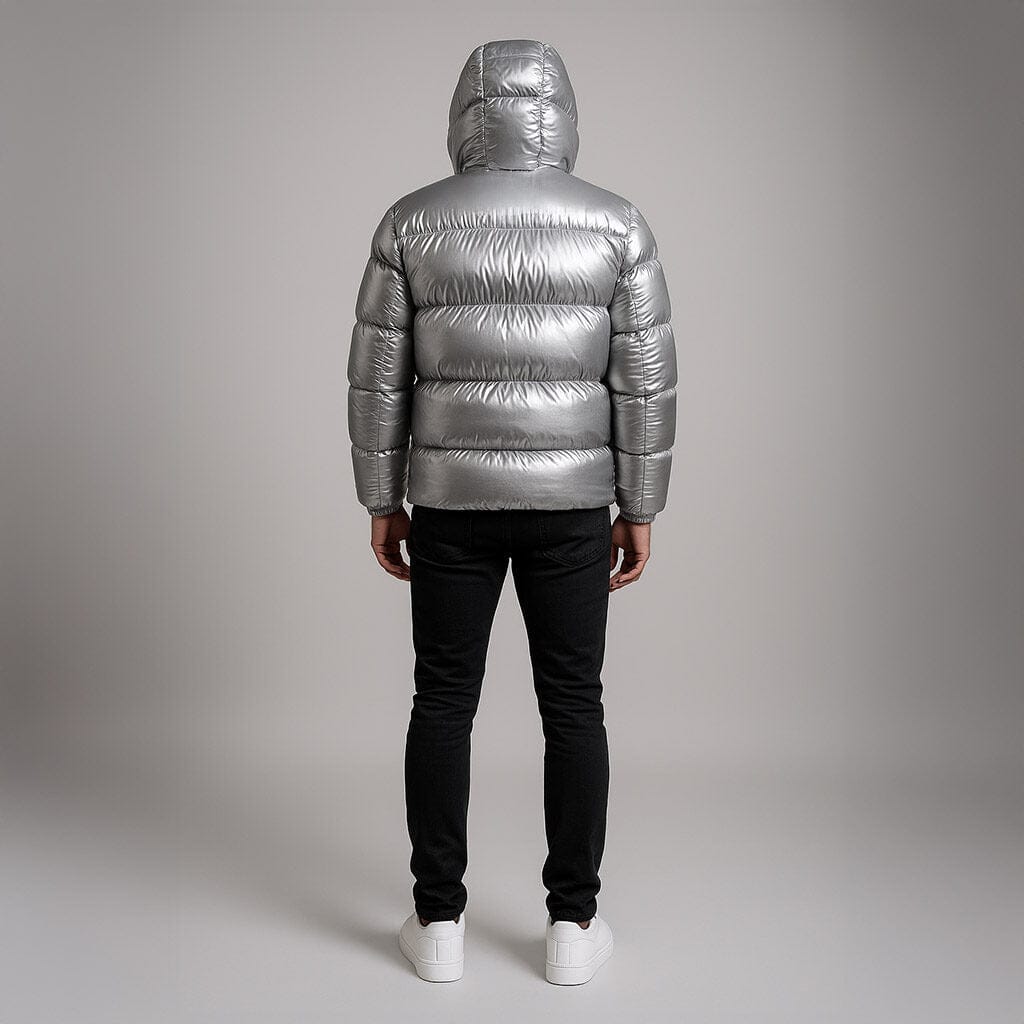 Cosmos Hooded Down Jacket - Silver - Kick Game