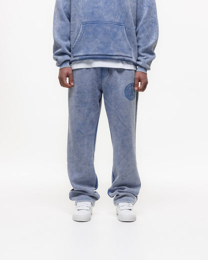 Magiri Embroidered Acid Wash Joggers 'Washed Blue' - Kick Game