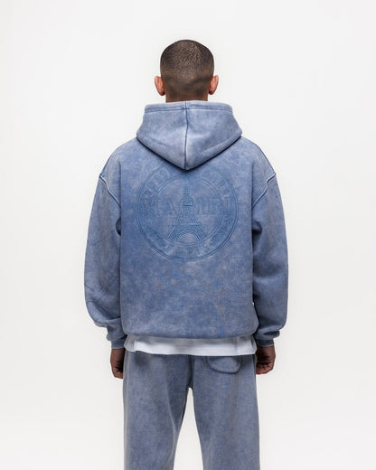Magiri Embroidered Acid Wash Hoodie 'Washed Blue' - Kick Game