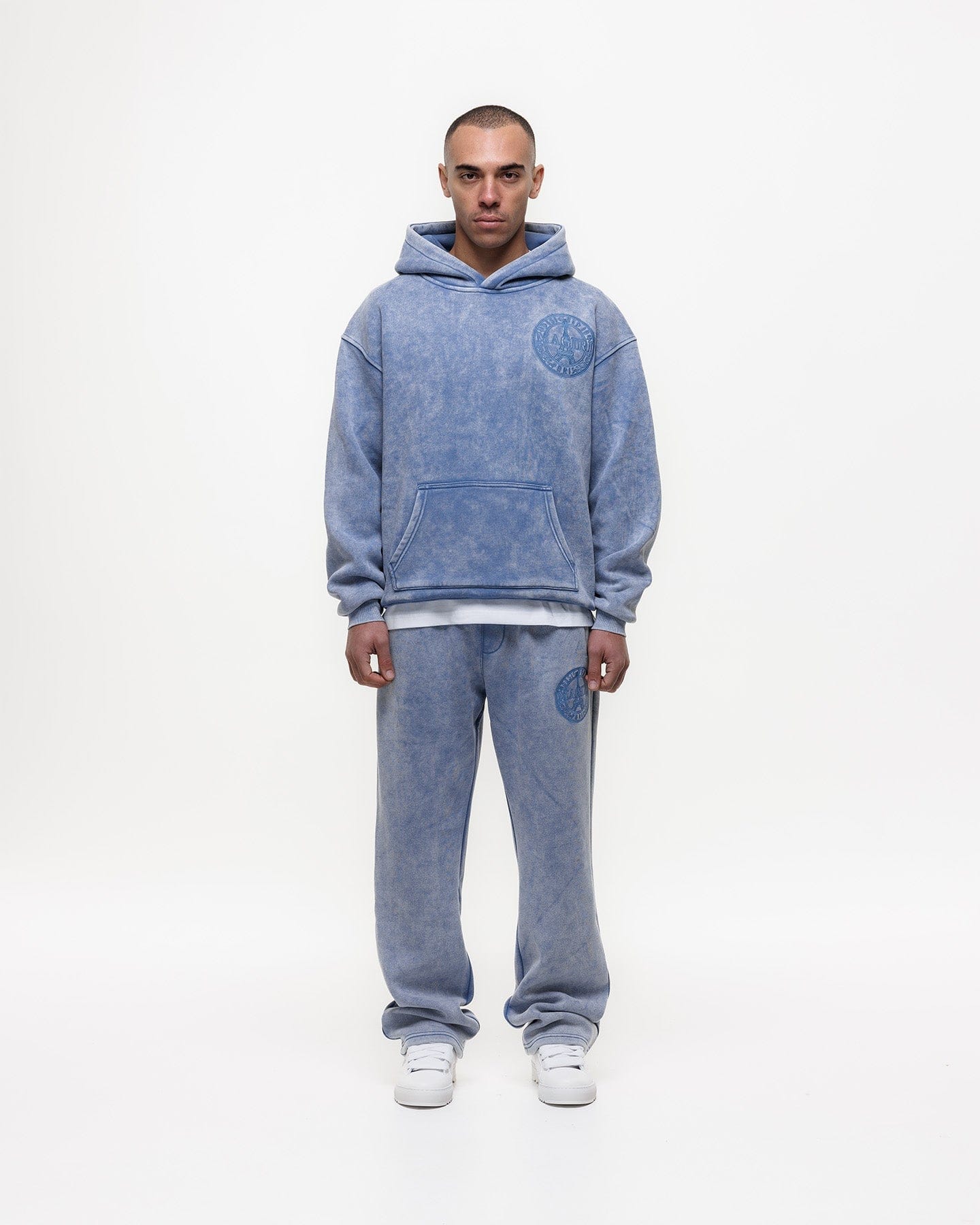 Magiri Embroidered Acid Wash Joggers 'Washed Blue' - Kick Game