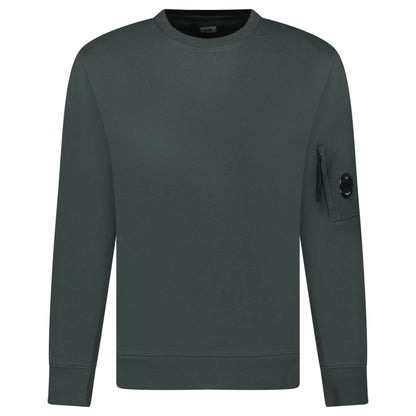 CP Company Diagonal Raised Fleece Crewneck Lens Sweatshirt Dark Shadow Grey - Kick Game