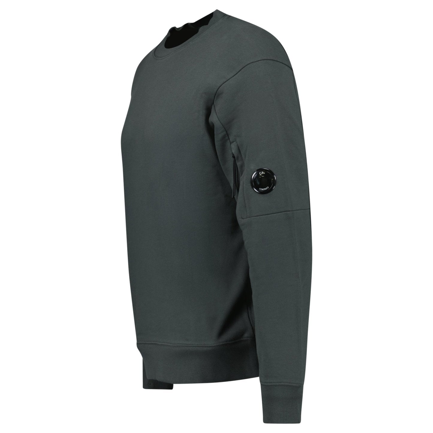 CP Company Diagonal Raised Fleece Crewneck Lens Sweatshirt Dark Shadow Grey - Kick Game