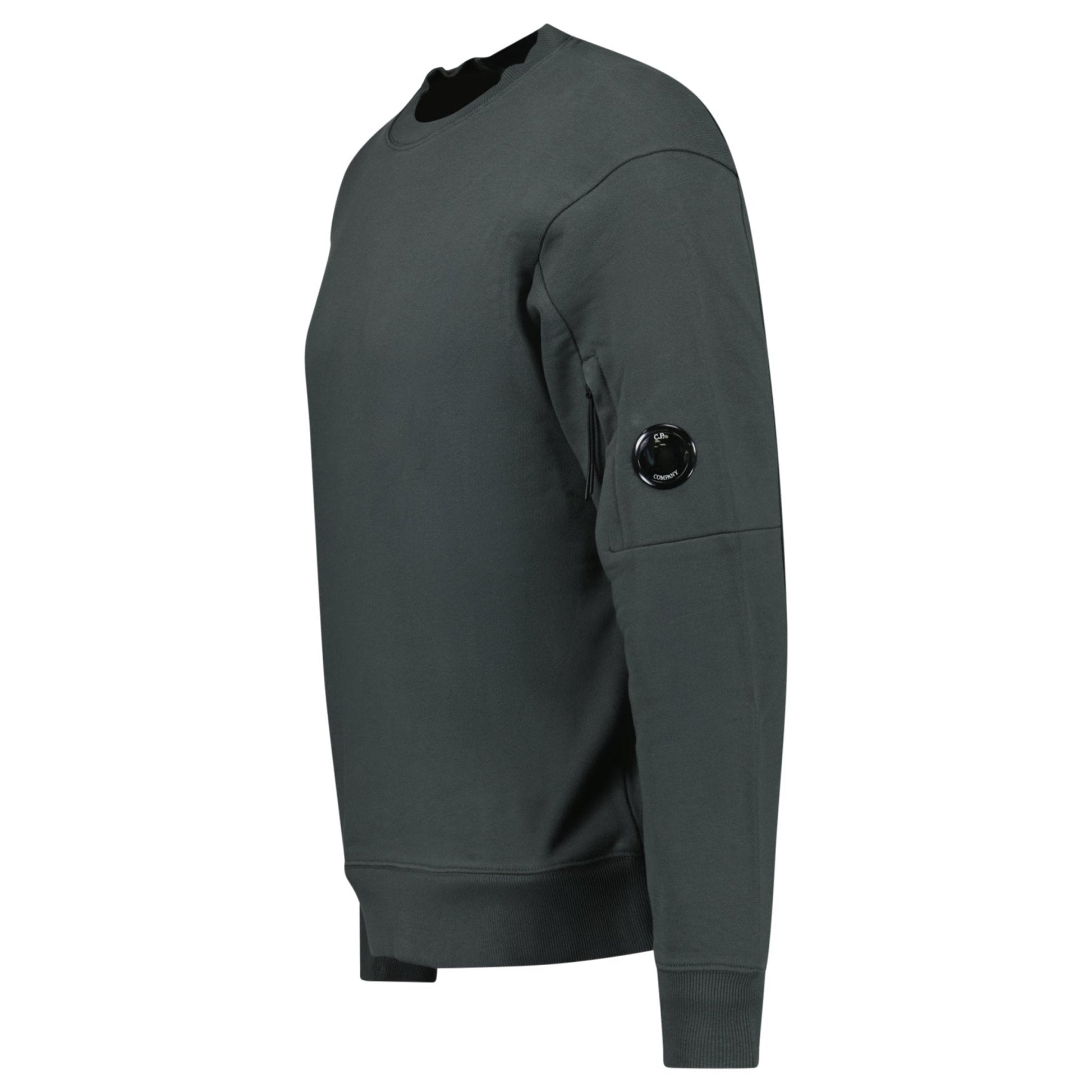 CP Company Diagonal Raised Fleece Crewneck Lens Sweatshirt Dark Shadow Grey - Kick Game