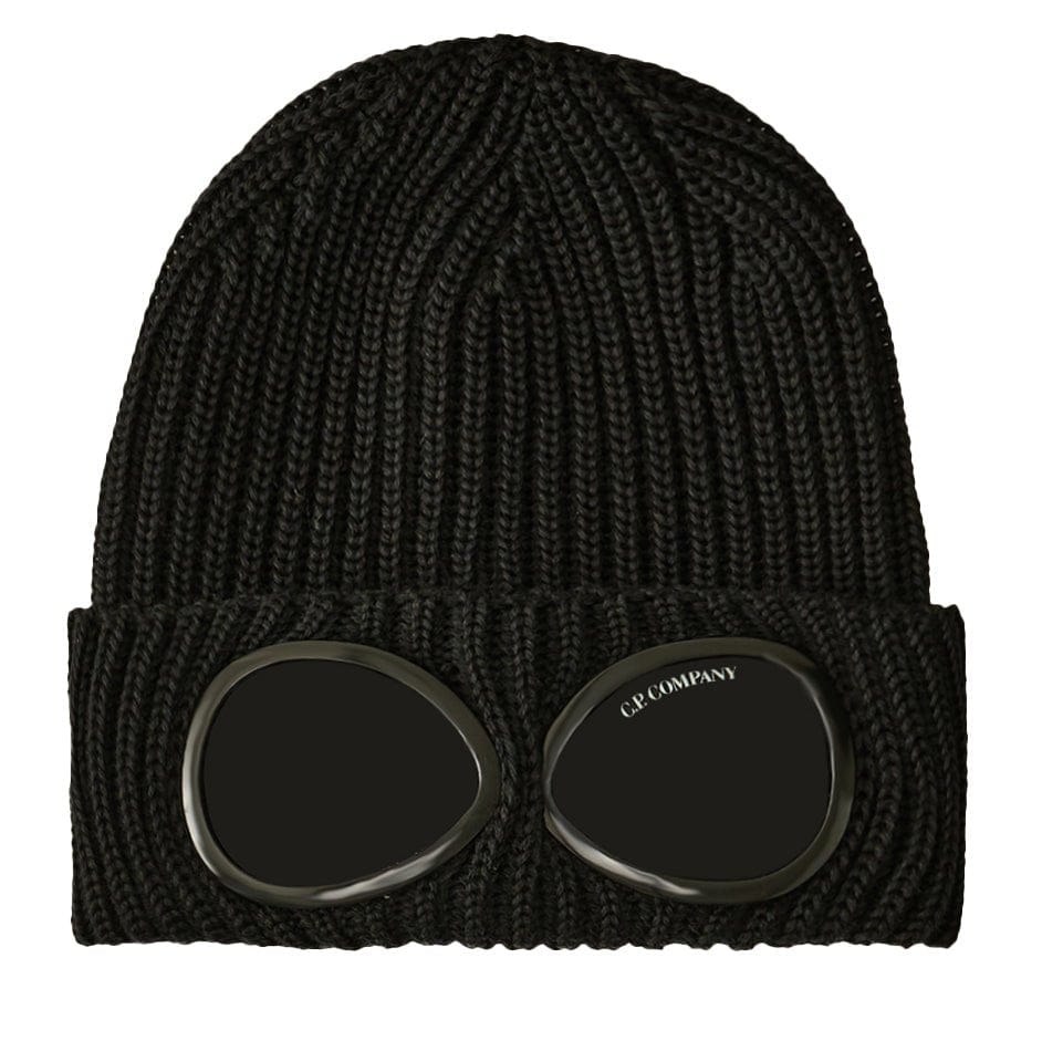 CP Company Goggle Beanie Hat in Extra Fine Merino Wool Black - Kick Game