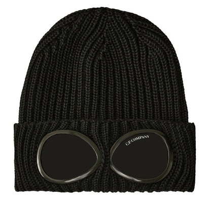 CP Company Goggle Beanie Hat in Extra Fine Merino Wool Black - Kick Game