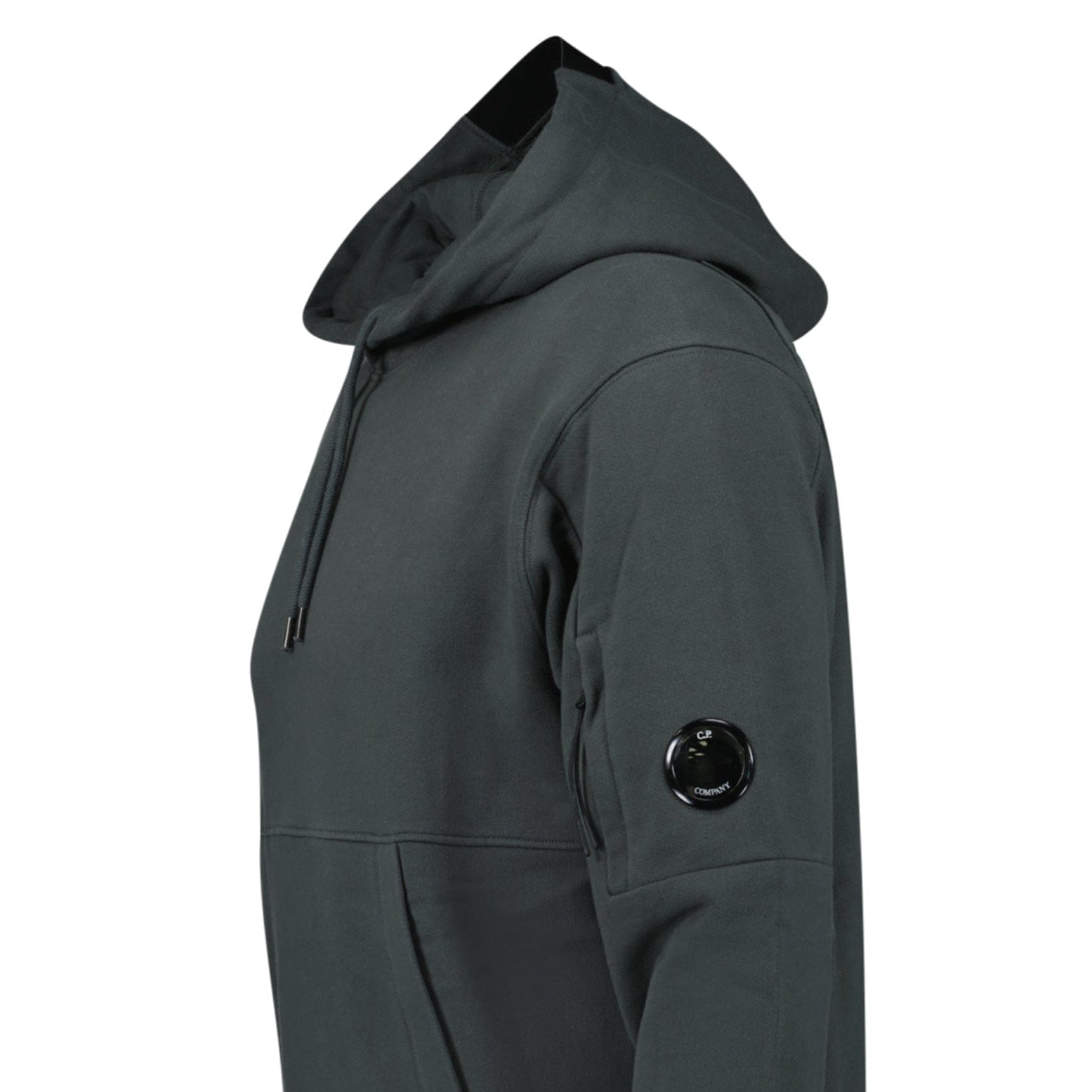 CP Company Lens Diagonal Raised Hooded Fleece Dark Shadow Grey - Kick Game