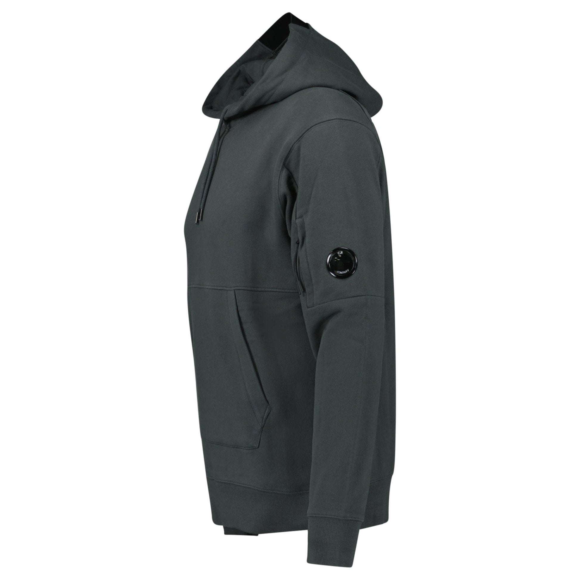 CP Company Lens Diagonal Raised Hooded Fleece Dark Shadow Grey - Kick Game