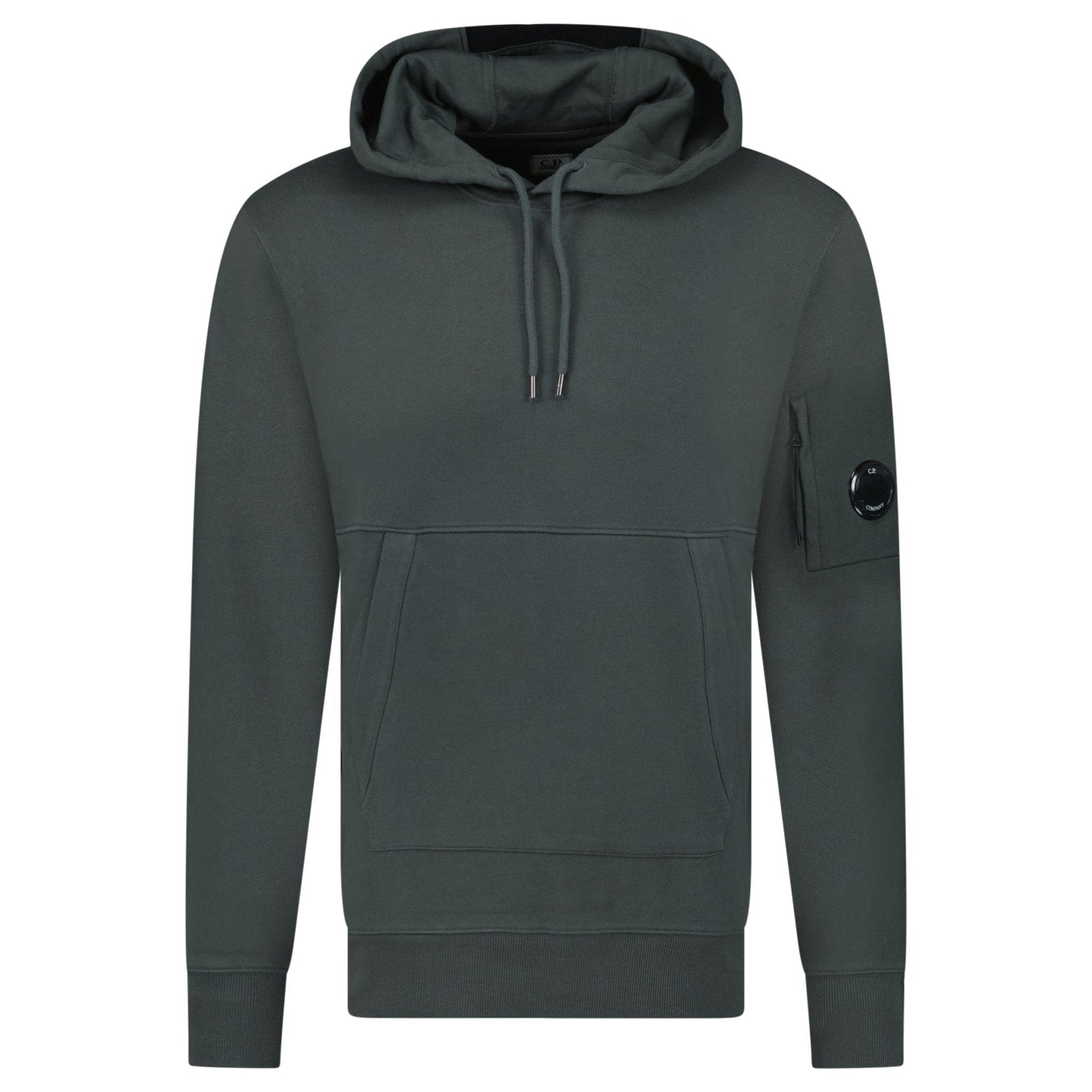CP Company Lens Diagonal Raised Hooded Fleece Dark Shadow Grey - Kick Game