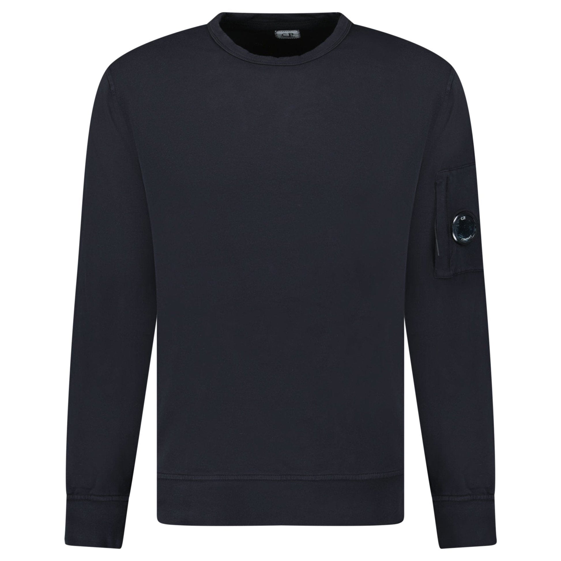 CP Company Lens Light Fleece Crewneck Sweatshirt Black - Kick Game