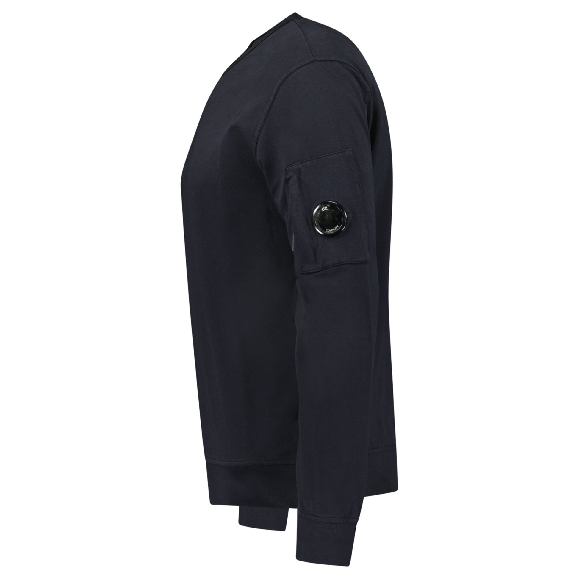 CP Company Lens Light Fleece Crewneck Sweatshirt Black - Kick Game