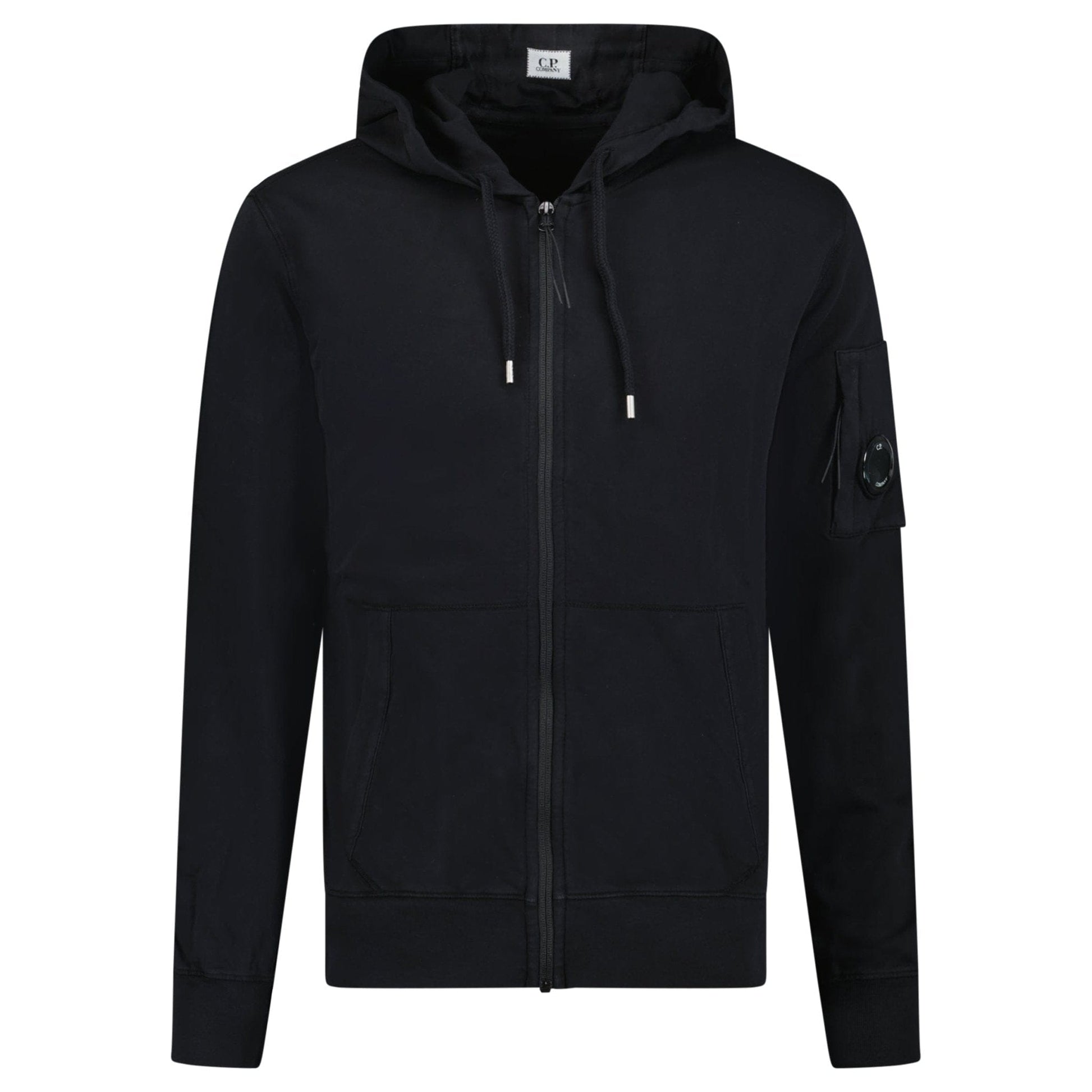 CP Company CP Company Light Fleece Lens Zip Hoodie Black - Kick Game