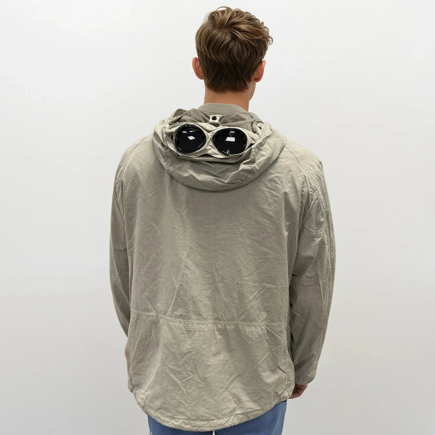 CP Company Vintage Khaki Flatt Nylon Goggle Jacket - Kick Game