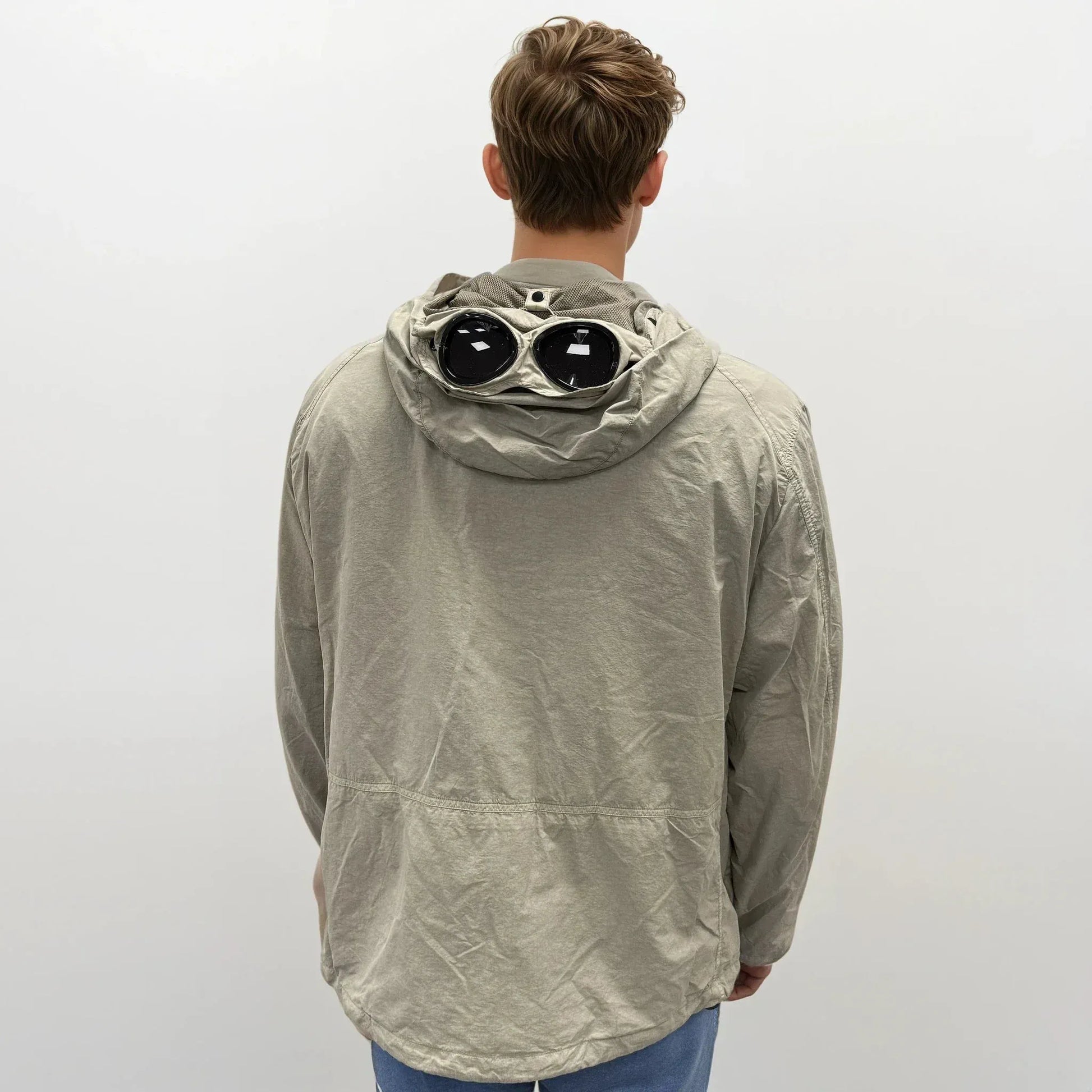 CP Company Vintage Khaki Flatt Nylon Goggle Jacket - Kick Game