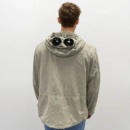 CP Company Vintage Khaki Flatt Nylon Goggle Jacket - Kick Game