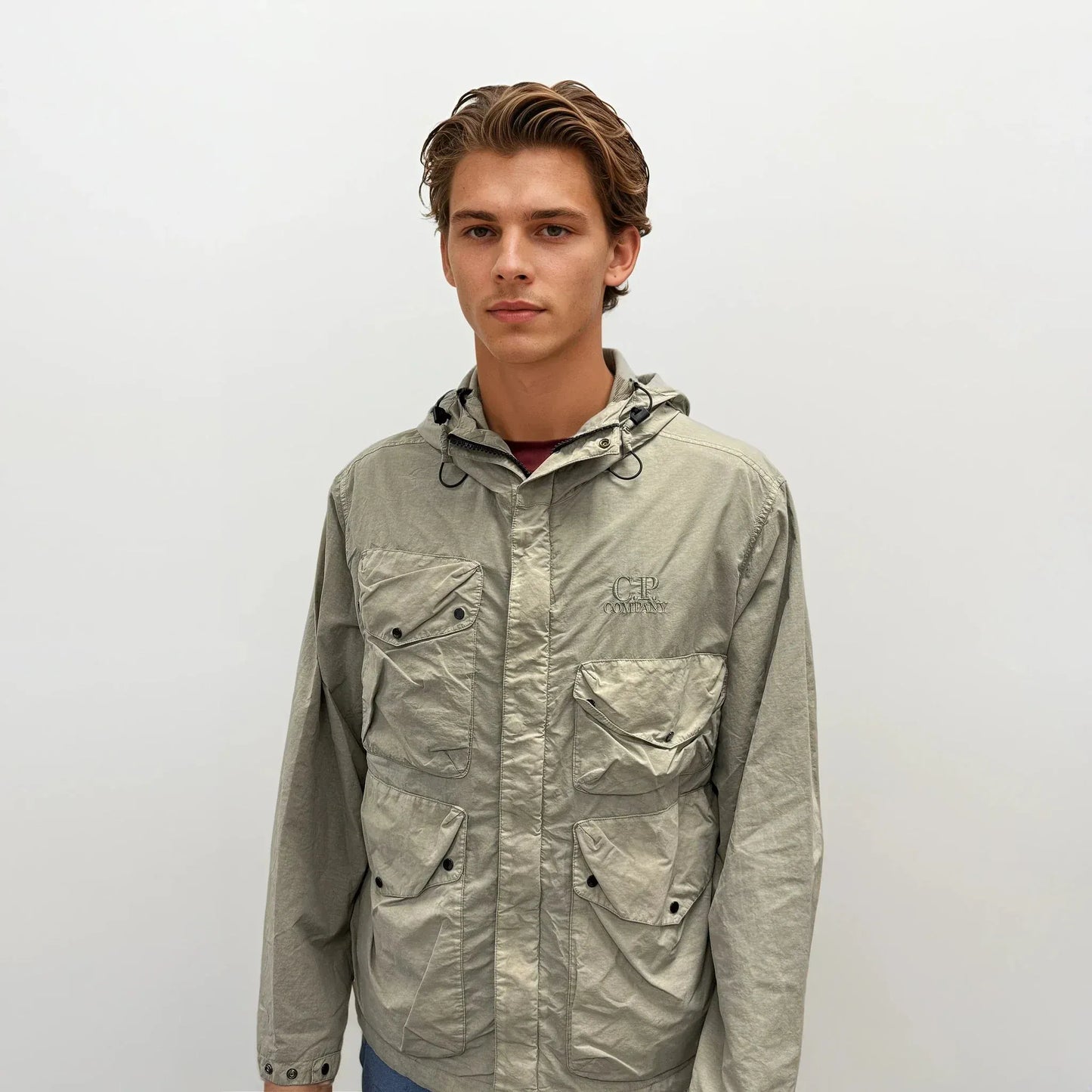 CP Company Vintage Khaki Flatt Nylon Goggle Jacket - Kick Game