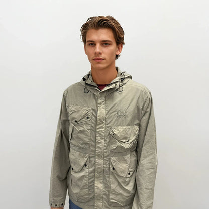 CP Company Vintage Khaki Flatt Nylon Goggle Jacket - Kick Game