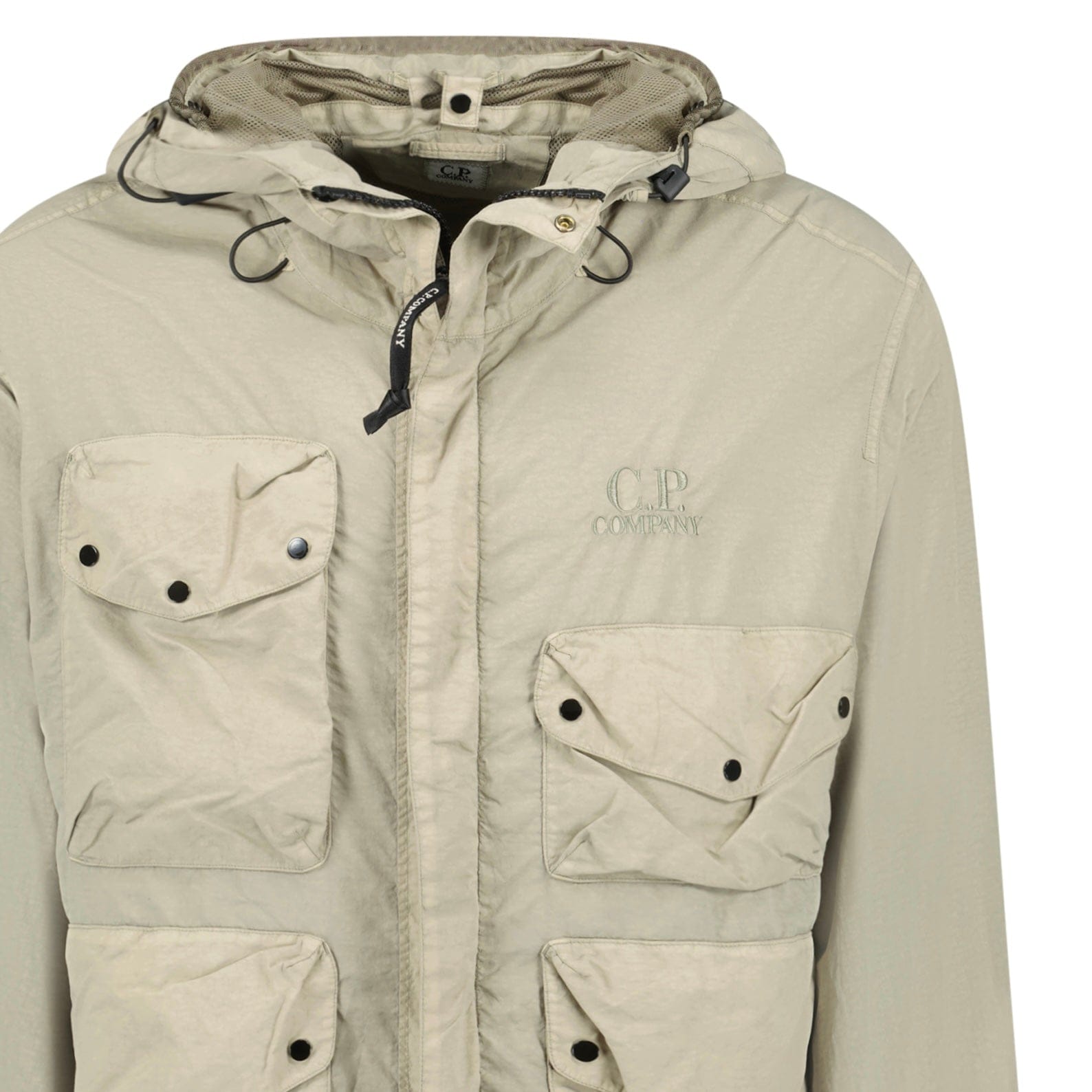 CP Company Vintage Khaki Flatt Nylon Goggle Jacket - Kick Game