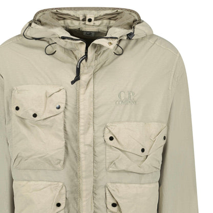 CP Company Vintage Khaki Flatt Nylon Goggle Jacket - Kick Game
